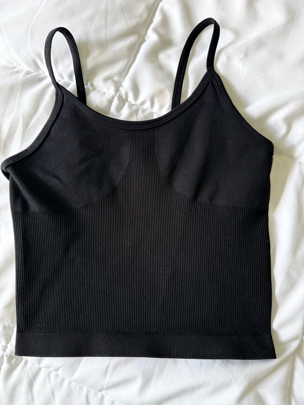XS Black Fitted Crop Tank Top w/ Adjustable Straps